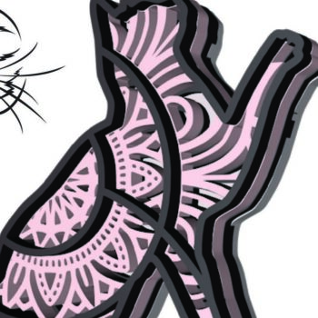 Intra απο ξύλο plywood 3mm-4mm πάχος Cat , 4 Layers , 3D Mandala Δίασταση 30x30 cm INTRAFABR-21302539 - Image 3