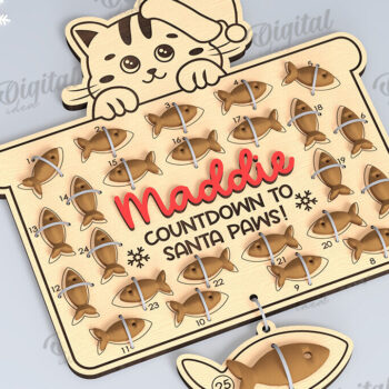 Intra απο ξύλο plywood 3mm-4mm πάχος Cat Advent Calendar Design Cut  Δίασταση 30x20 cm INTRAFABR-108510879 - Image 1