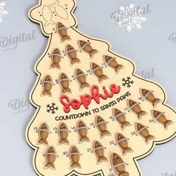 Intra απο ξύλο plywood 3mm-4mm πάχος Cat Advent Calendar Design Cut  Δίασταση 30x20 cm INTRAFABR-108511039 - Image 1