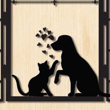 Intra απο ξύλο plywood 3mm-4mm πάχος Διακόσμηση τοίχου για λάτρεις της γάτας και του σκύλου Δίασταση 15x18 cm INTRAFABR-91231151 - Image 1