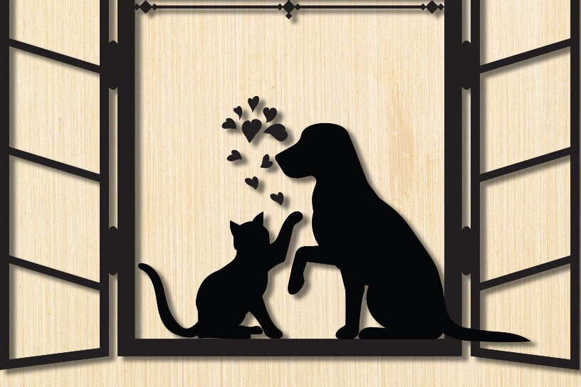 Intra απο ξύλο plywood 3mm-4mm πάχος Διακόσμηση τοίχου για λάτρεις της γάτας και του σκύλου Δίασταση 15x18 cm INTRAFABR-91231151