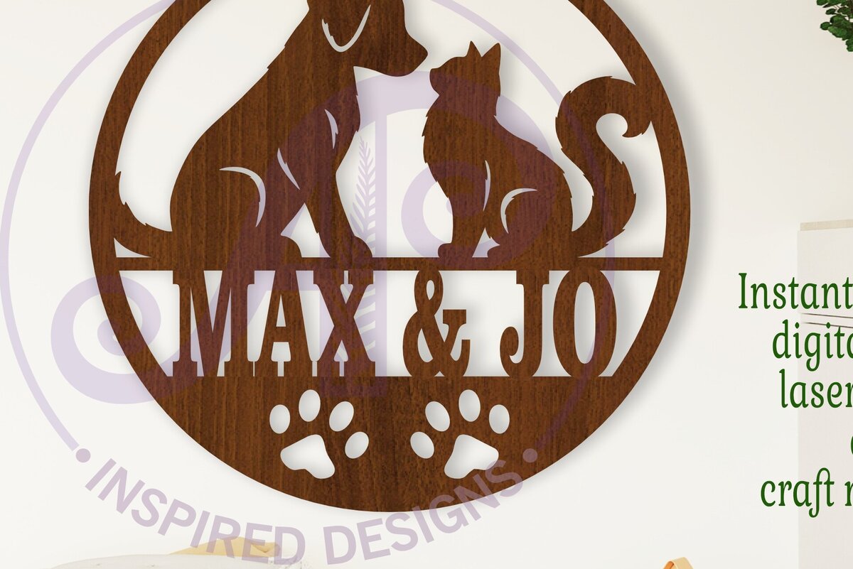 Intra απο ξύλο plywood 3mm-4mm πάχος Σύμβολο ονόματος κατοικίδιου γάτας και σκύλου  Δίασταση 6x6 cm INTRAFABR-109049951