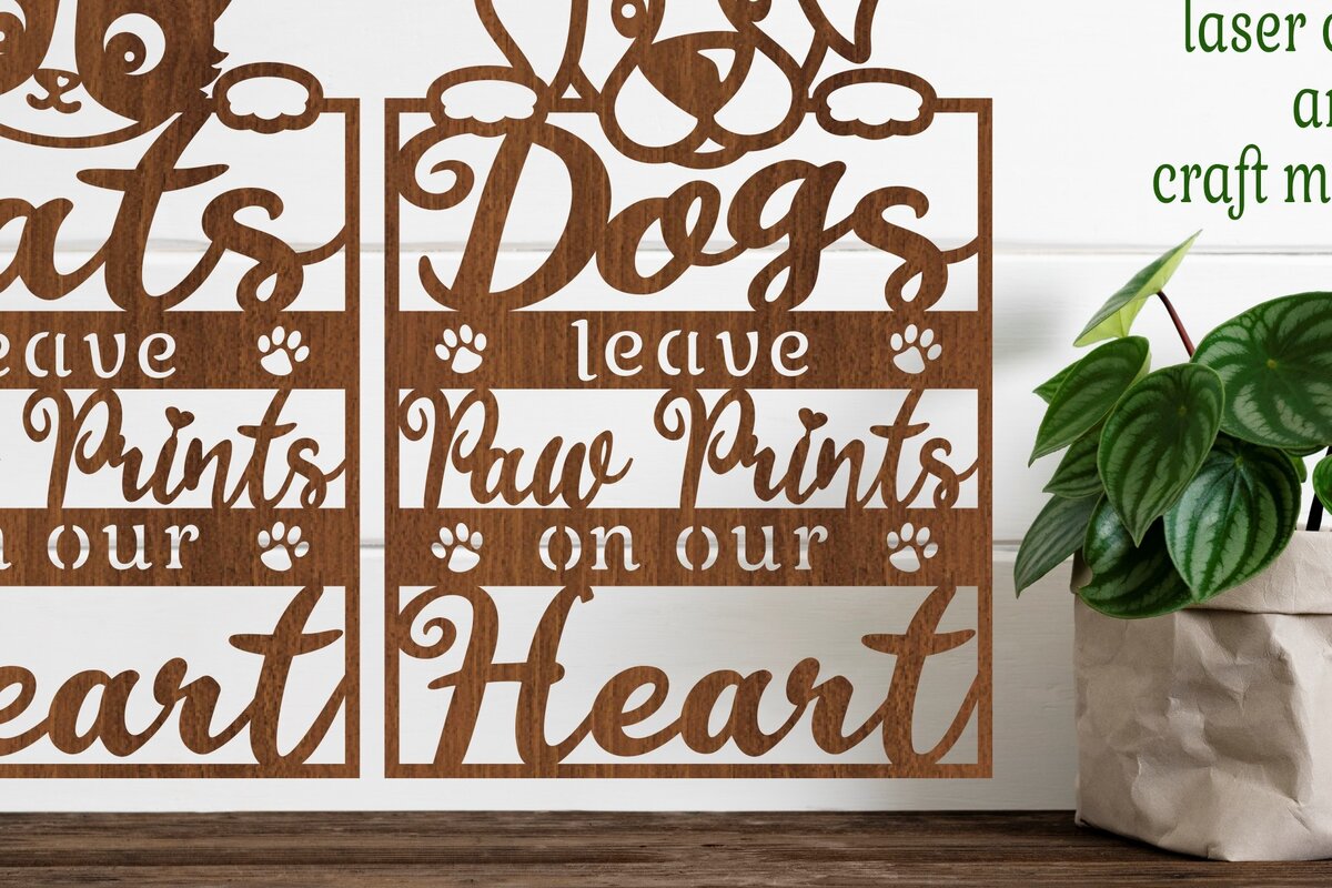 Intra απο ξύλο plywood 3mm-4mm πάχος Γάτα και σκύλος αποσπάσματα Δίασταση 12x12 cm INTRAFABR-75437038