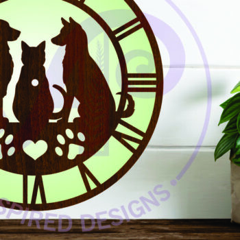 Intra απο ξύλο plywood 3mm-4mm πάχος Ρολόι τοίχου για γάτες και σκύλους κατοικίδια ζώα Δίασταση 8x8 cm INTRAFABR-108140602 - Image 1