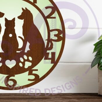 Intra απο ξύλο plywood 3mm-4mm πάχος Ρολόι τοίχου για γάτες και σκύλους κατοικίδια ζώα Δίασταση 8x8 cm INTRAFABR-108140602 - Image 3