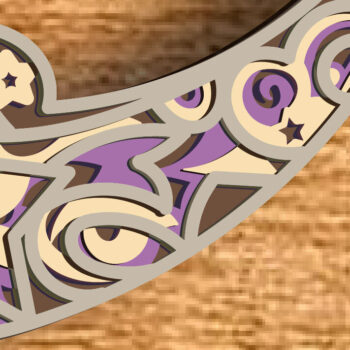 Intra απο ξύλο plywood 3mm-4mm πάχος Cat and Moon 3D Mandala Multilayer Δίασταση 30x30 cm INTRAFABR-82256465 - Image 5