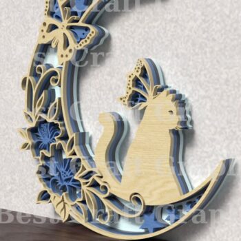 Intra απο ξύλο plywood 3mm-4mm πάχος Cat and Moon Δίασταση 15x15 cm INTRAFABR-119821122 - Image 2