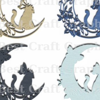 Intra απο ξύλο plywood 3mm-4mm πάχος Cat and Moon Δίασταση 15x15 cm INTRAFABR-119821122 - Image 4