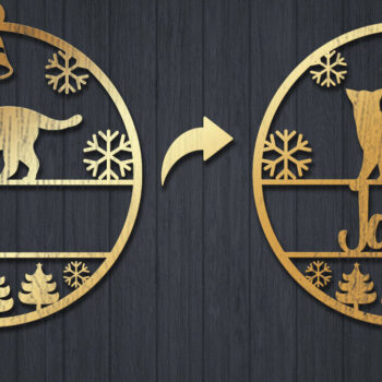 Intra απο ξύλο plywood 3mm-4mm πάχος Χριστουγεννιάτικο στολίδι γάτας με 3d Δίασταση 8x8 cm INTRAFABR-84203630 - Image 1