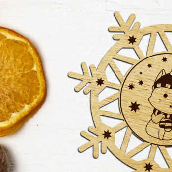 Intra απο ξύλο plywood 3mm-4mm πάχος Πρότυπο στολίδι χριστουγεννιάτικο δέντρο γάτα Δίασταση 4x4 cm INTRAFABR-108814509 - Image 2