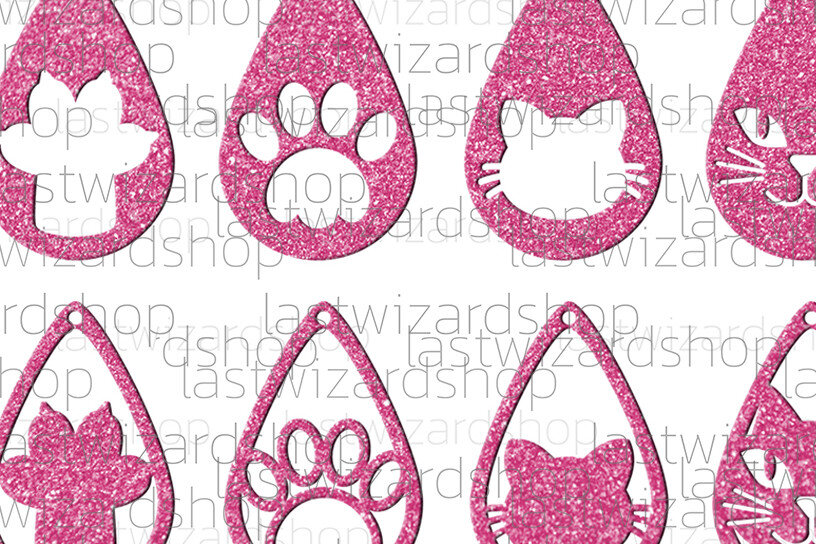 Intra απο ξύλο plywood 3mm-4mm πάχος Σκουλαρίκια Cat , Paw Cat Faux Leather Δίασταση 3x3 cm INTRAFABR-25097326