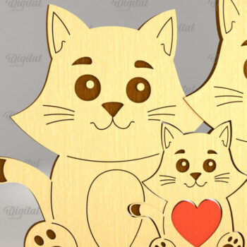 Intra απο ξύλο plywood 3mm-4mm πάχος Cat Family Puzzle . Γάτα Δίασταση 30x20 cm INTRAFABR-90004886 - Image 1