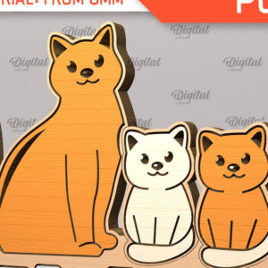 Intra απο ξύλο plywood 3mm-4mm πάχος Cat Family Puzzle Δίασταση 6x6 cm INTRAFABR-99619152