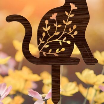 Intra απο ξύλο plywood 3mm-4mm πάχος κοπής με λέιζερ πασσάλων Cat Garden Δίασταση 20x20 cm INTRAFABR-17791257 - Image 1