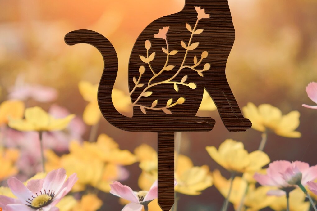 Intra απο ξύλο plywood 3mm-4mm πάχος κοπής με λέιζερ πασσάλων Cat Garden Δίασταση 20x20 cm INTRAFABR-17791257