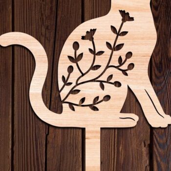 Intra απο ξύλο plywood 3mm-4mm πάχος κοπής με λέιζερ πασσάλων Cat Garden Δίασταση 20x20 cm INTRAFABR-17791257 - Image 2