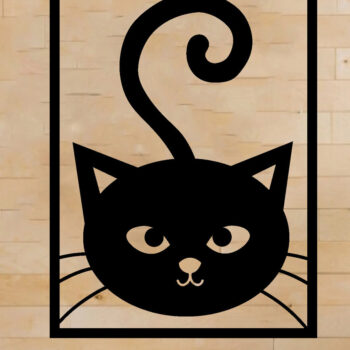 Intra απο ξύλο plywood 3mm-4mm πάχος Cat Hanging Wall Art, Cat Metal Wall Art Δίασταση 40x40 cm INTRAFABR-64489094 - Image 1