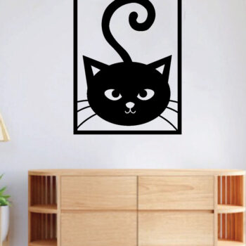 Intra απο ξύλο plywood 3mm-4mm πάχος Cat Hanging Wall Art, Cat Metal Wall Art Δίασταση 40x40 cm INTRAFABR-64489094 - Image 2