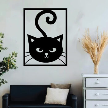 Intra απο ξύλο plywood 3mm-4mm πάχος Cat Hanging Wall Art, Cat Metal Wall Art Δίασταση 40x40 cm INTRAFABR-64489094 - Image 3