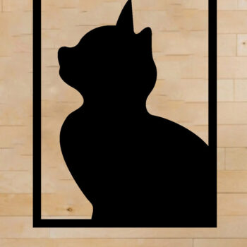 Intra απο ξύλο plywood 3mm-4mm πάχος Cat Hanging Wall Art, Cat Metal Wall Art Δίασταση 40x40 cm INTRAFABR-64489384 - Image 1