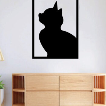 Intra απο ξύλο plywood 3mm-4mm πάχος Cat Hanging Wall Art, Cat Metal Wall Art Δίασταση 40x40 cm INTRAFABR-64489384 - Image 2