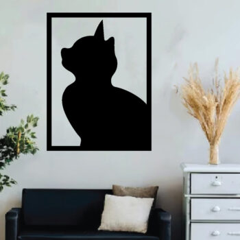Intra απο ξύλο plywood 3mm-4mm πάχος Cat Hanging Wall Art, Cat Metal Wall Art Δίασταση 40x40 cm INTRAFABR-64489384 - Image 3