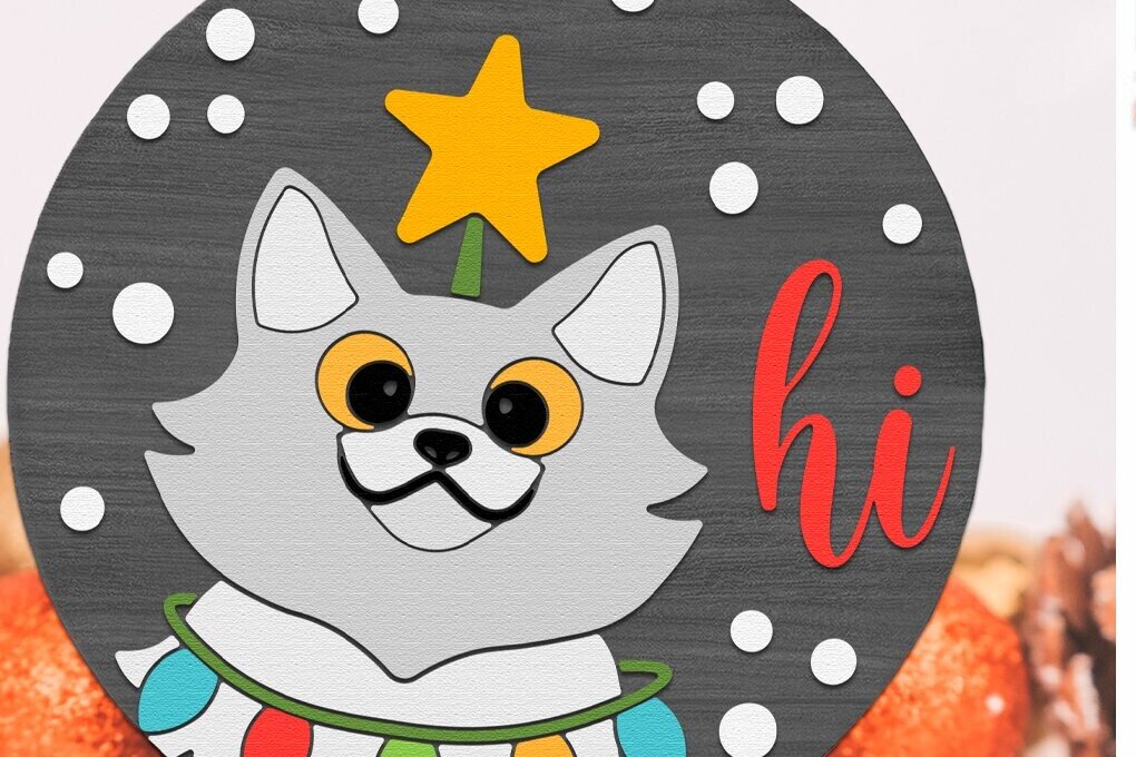 Intra απο ξύλο plywood 3mm-4mm πάχος Cat Hi , κοπής χριστουγεννιάτικων πινακίδων πόρτας Δίασταση 15x15 cm INTRAFABR-112037179