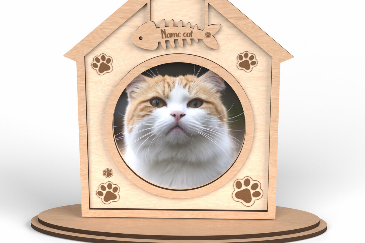 Intra απο ξύλο plywood 3mm-4mm πάχος Κορνίζα Cat House - Δίασταση 20x30 cm INTRAFABR-117293116