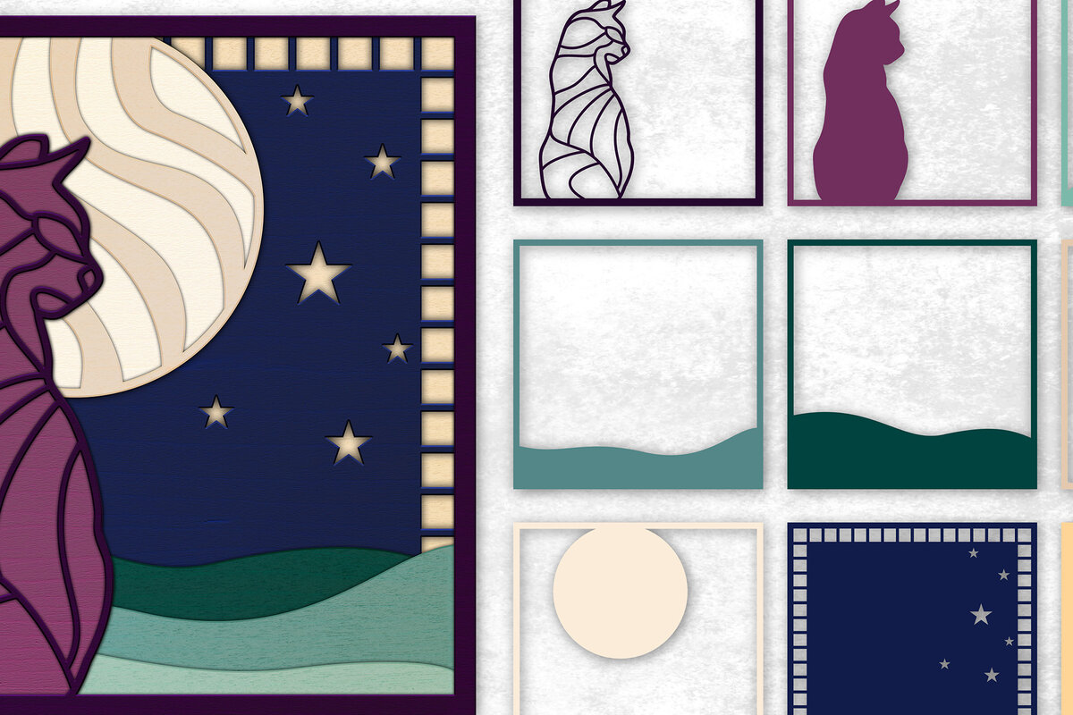 Intra απο ξύλο plywood 3mm-4mm πάχος Γάτα στο σεληνόφως Δίασταση 20x30 cm INTRAFABR-25589472