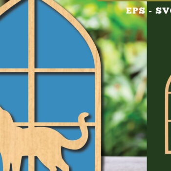 Intra απο ξύλο plywood 3mm-4mm πάχος Διακόσμηση κοπής με λέιζερ Cat in the Window 5 Δίασταση 15x15 cm INTRAFABR-113945986 - Image 1