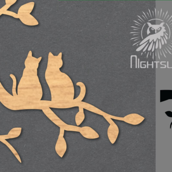 Intra απο ξύλο plywood 3mm-4mm πάχος Διακόσμηση κοπής με λέιζερ Cat in Tree 1 Δίασταση 15x15 cm INTRAFABR-120094255 - Image 1