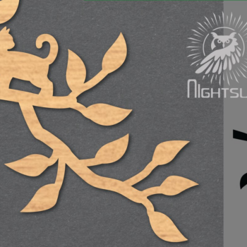 Intra απο ξύλο plywood 3mm-4mm πάχος Διακόσμηση κοπής με λέιζερ Cat in Tree 3 Δίασταση 15x15 cm INTRAFABR-120094305 - Image 1