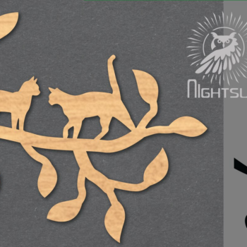 Intra απο ξύλο plywood 3mm-4mm πάχος Διακόσμηση κοπής με λέιζερ Cat in Tree 5 Δίασταση 15x15 cm INTRAFABR-120094345 - Image 1