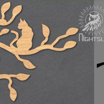 Intra απο ξύλο plywood 3mm-4mm πάχος Διακόσμηση κοπής με λέιζερ Cat in Tree 6 Δίασταση 15x15 cm INTRAFABR-120094360 - Image 1