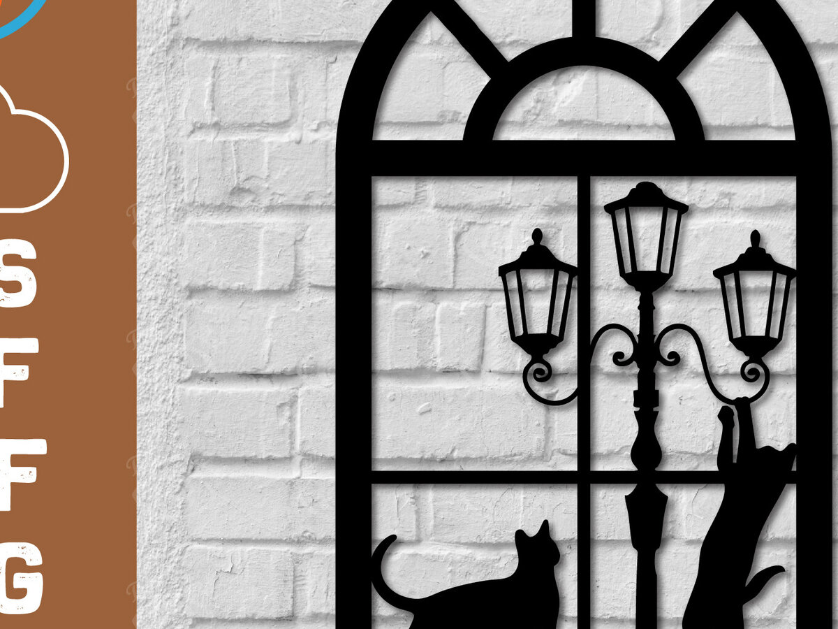 Intra απο ξύλο plywood 3mm-4mm πάχος Γάτα σε παράθυρο 3d τυπωμένη διακόσμηση τοίχου Δίασταση 40x40 cm INTRAFABR-112921796