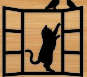 Intra απο ξύλο plywood 3mm-4mm πάχος κοπής με λέιζερ για διακόσμηση τοίχου γάτα σε παράθυρο Δίασταση 40x40 cm INTRAFABR-69975060