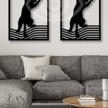 Intra απο ξύλο plywood 3mm-4mm πάχος Cat Jump on Wall Decor Δίασταση 40x40 cm INTRAFABR-67421011 - Image 2
