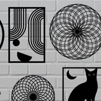 Intra απο ξύλο plywood 3mm-4mm πάχος Λίμα κοπής με λέιζερ Cat Metal Wall Art Δίασταση 40x40 cm INTRAFABR-97256769 - Image 1