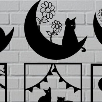 Intra απο ξύλο plywood 3mm-4mm πάχος Λίμα κοπής με λέιζερ Cat Metal Wall Art Δίασταση 40x40 cm INTRAFABR-97256769 - Image 2