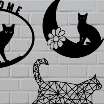 Intra απο ξύλο plywood 3mm-4mm πάχος Λίμα κοπής με λέιζερ Cat Metal Wall Art Δίασταση 40x40 cm INTRAFABR-97256769 - Image 3