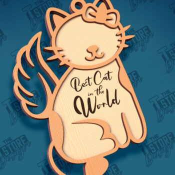 Intra απο ξύλο plywood 3mm-4mm πάχος Δέσμη κοπής με λέιζερ στολίδι αναμνηστικού γάτας Δίασταση 8x8 cm INTRAFABR-95647587 - Image 4