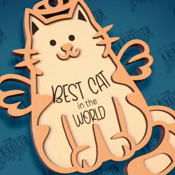 Intra απο ξύλο plywood 3mm-4mm πάχος Δέσμη κοπής με λέιζερ στολίδι αναμνηστικού γάτας Δίασταση 8x8 cm INTRAFABR-95647587 - Image 6