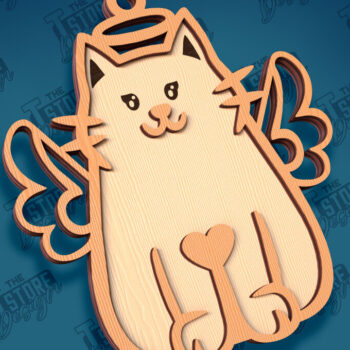 Intra απο ξύλο plywood 3mm-4mm πάχος Σχέδιο κοπής με λέιζερ στολίδι αναμνηστικού γάτας Δίασταση 8x8 cm INTRAFABR-95647415 - Image 1