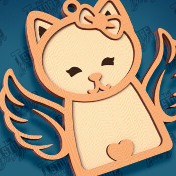 Intra απο ξύλο plywood 3mm-4mm πάχος Σχέδιο κοπής με λέιζερ στολίδι αναμνηστικού γάτας Δίασταση 8x8 cm INTRAFABR-95647390 - Image 1