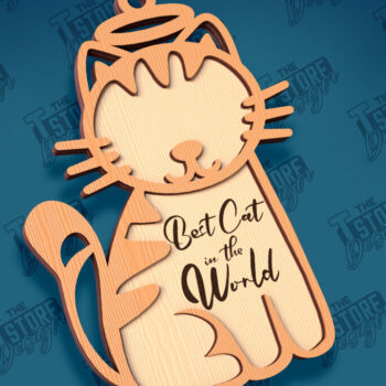 Intra απο ξύλο plywood 3mm-4mm πάχος Σχέδιο κοπής με λέιζερ στολίδι αναμνηστικού γάτας Δίασταση 8x8 cm INTRAFABR-95647261 - Image 1