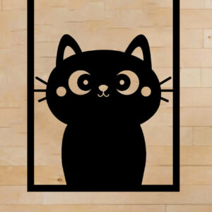 Intra απο ξύλο plywood 3mm-4mm πάχος Cat Metal Wall Art, Cat Hanging Wall Art Δίασταση 40x40 cm INTRAFABR-64489301