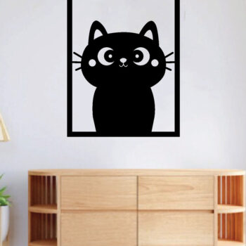 Intra απο ξύλο plywood 3mm-4mm πάχος Cat Metal Wall Art, Cat Hanging Wall Art Δίασταση 40x40 cm INTRAFABR-64489301 - Image 2
