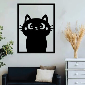 Intra απο ξύλο plywood 3mm-4mm πάχος Cat Metal Wall Art, Cat Hanging Wall Art Δίασταση 40x40 cm INTRAFABR-64489301 - Image 3