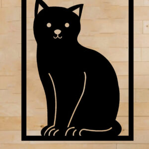 Intra απο ξύλο plywood 3mm-4mm πάχος Cat Metal Wall Art, Cat Hanging Wall Art Δίασταση 40x40 cm INTRAFABR-64489470
