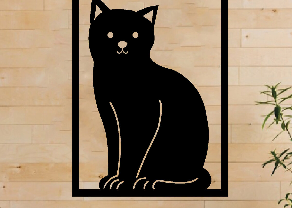 Intra απο ξύλο plywood 3mm-4mm πάχος Cat Metal Wall Art, Cat Hanging Wall Art Δίασταση 40x40 cm INTRAFABR-64489470